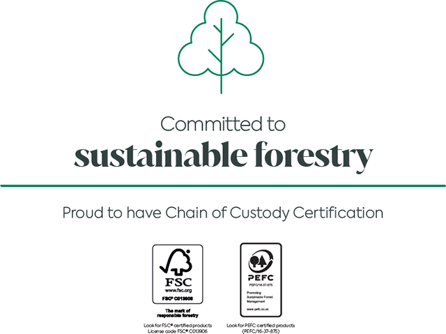 Committed to Sustainable Forestry and Proud to have Chain of Custody Certification.